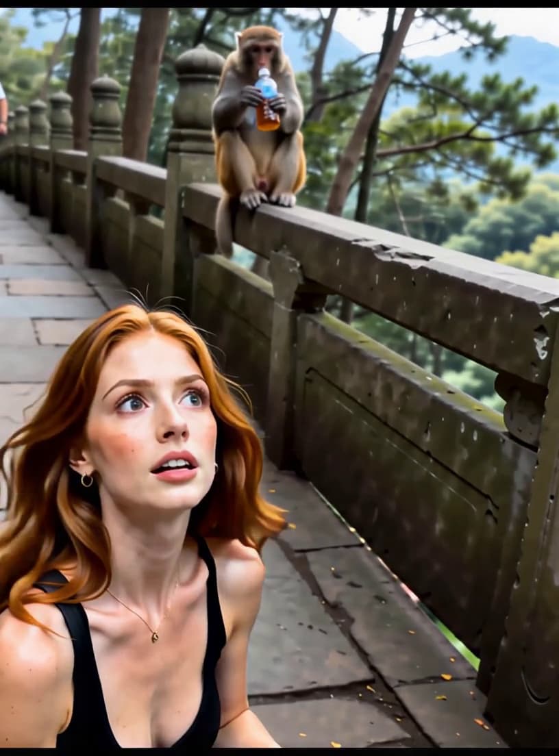Monkeys grab water to drink