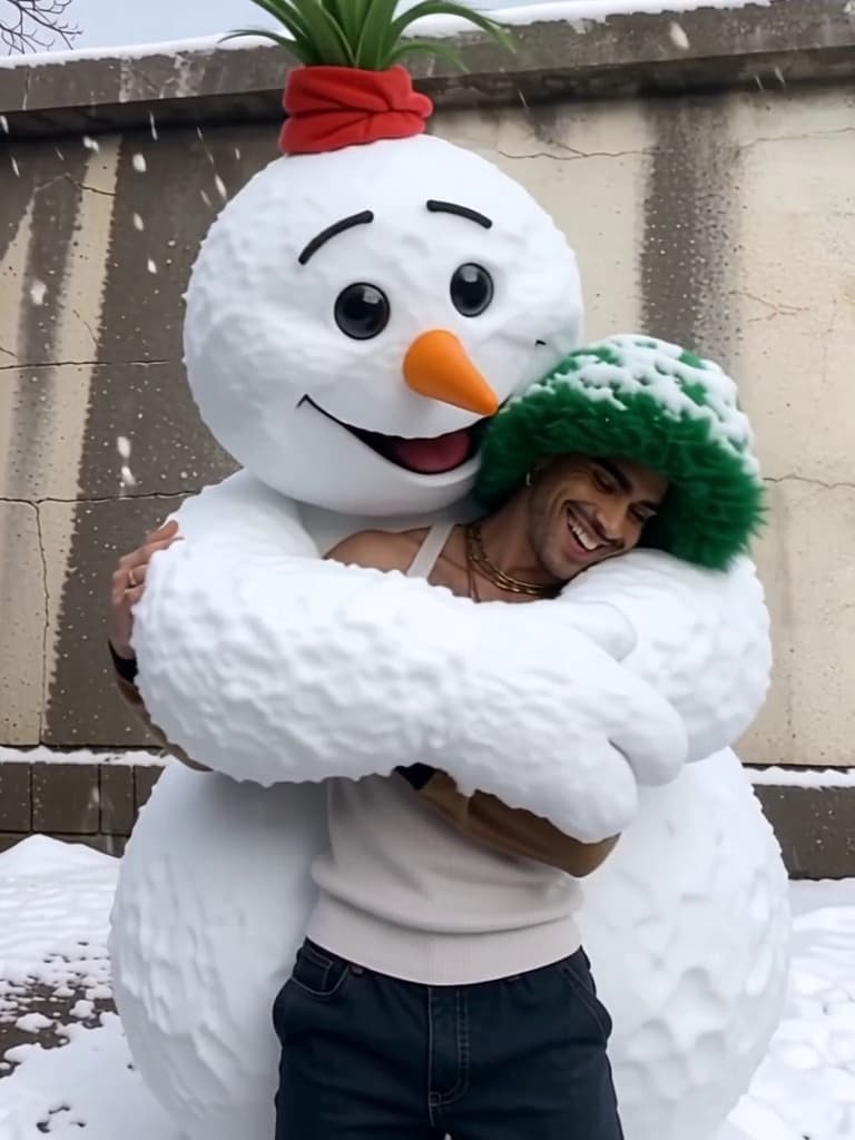 Persecución del Abrazo de Muñeco de Nieve