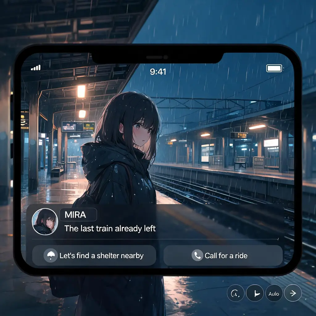 Visual novel dialog screen